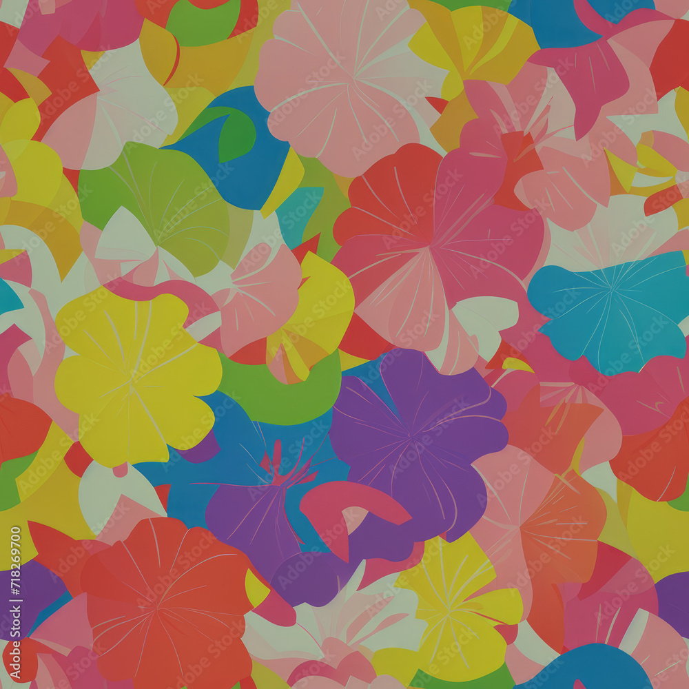 Flowers. Abstract seamless pattern. AI generated.