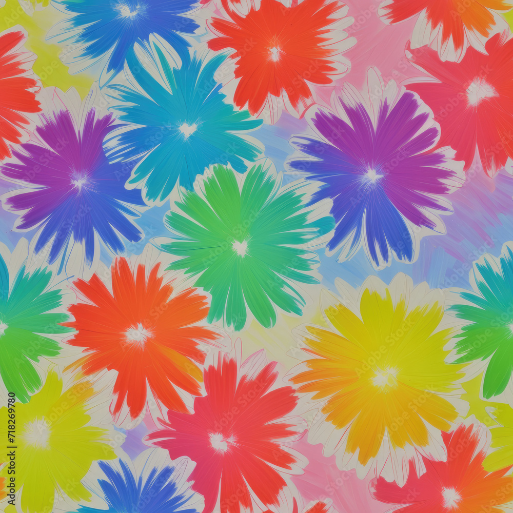 Flowers. Abstract seamless pattern. AI generated. Flowers. Abstract seamless pattern. AI generated.