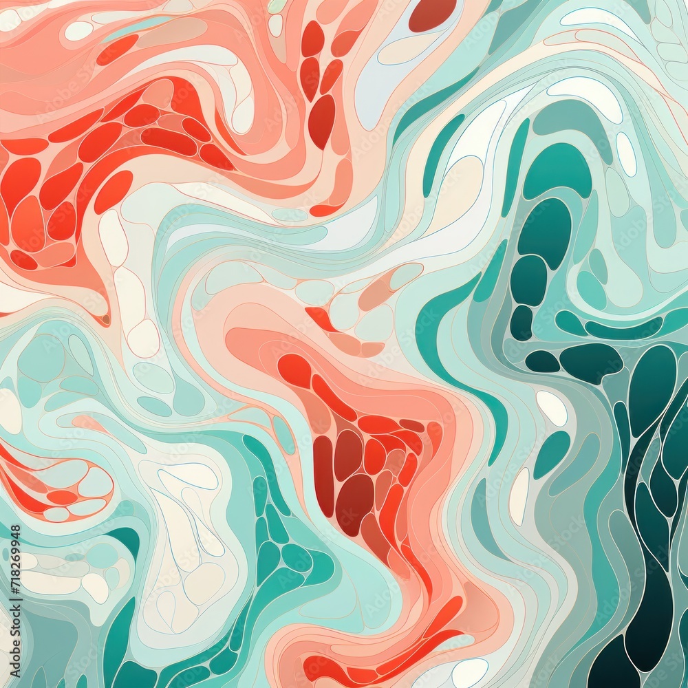 Organic patterns, Coral reefs patterns, white and mint, vector image