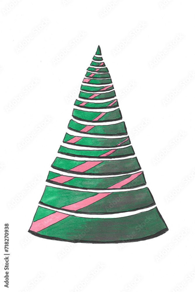 Abstract Primitive Christmas tree sketch in a water marker style on paper in a sketchbook. a simplified drawing for practice, showcasing sketching in ballpoint pen. Abstract Primitive Christmas tree sketch in a water marker style on paper in a sketchbook. a simplified drawing for practice, showcasing sketching in ballpoint pen.