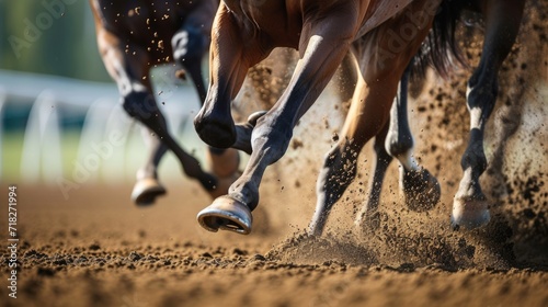 Thoroughbred Racehorses in Action on the Racetrack © romanets_v