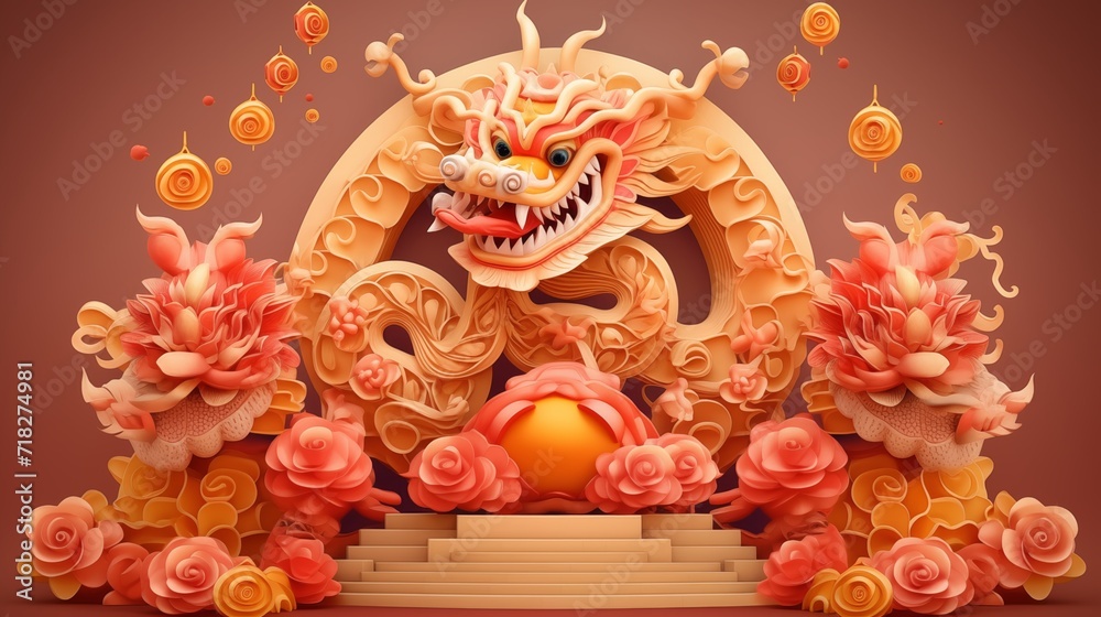 Obraz premium Chinese dragon lunar new year background