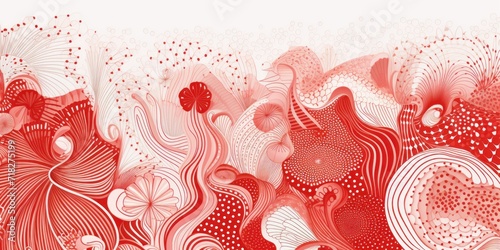 Coral reefs patterns, white and ruby