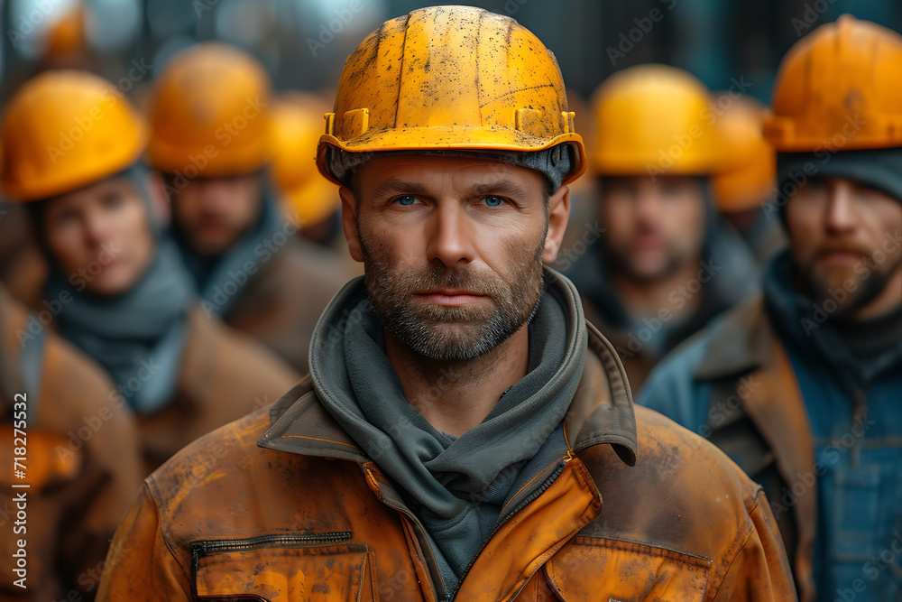 rallies of workers of people in uniforms and helmets rallies of workers of people in uniforms and helmets