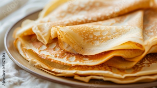 Fresh Crepes Stack on Plate