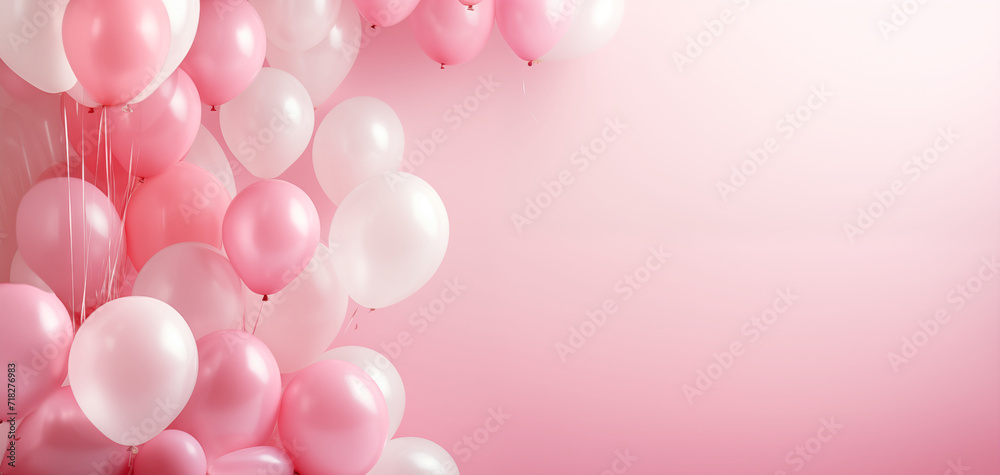 Luxurious party balloons in pink and white for wallpaper or background 001