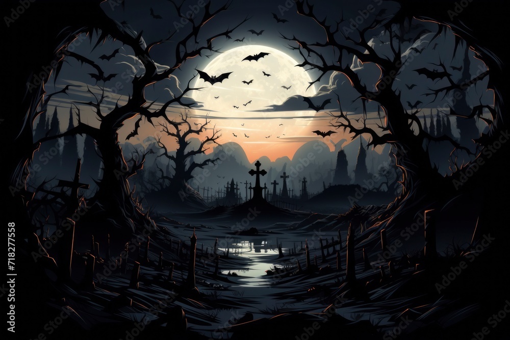 Dark night halloween artwork illustration