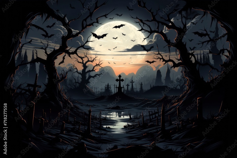 Fototapeta premium Dark night halloween artwork illustration