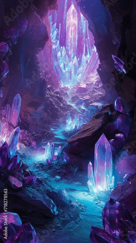 Immersive Cave Filled With Multitude of Purple