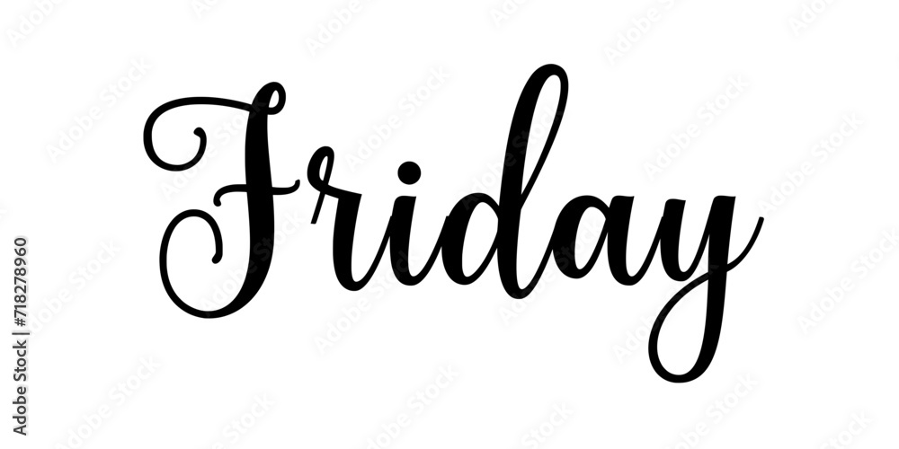 Happy FRIDAY – Text banner with beautiful calligraphy about a day of the week Happy FRIDAY – Text banner with beautiful calligraphy about a day of the week