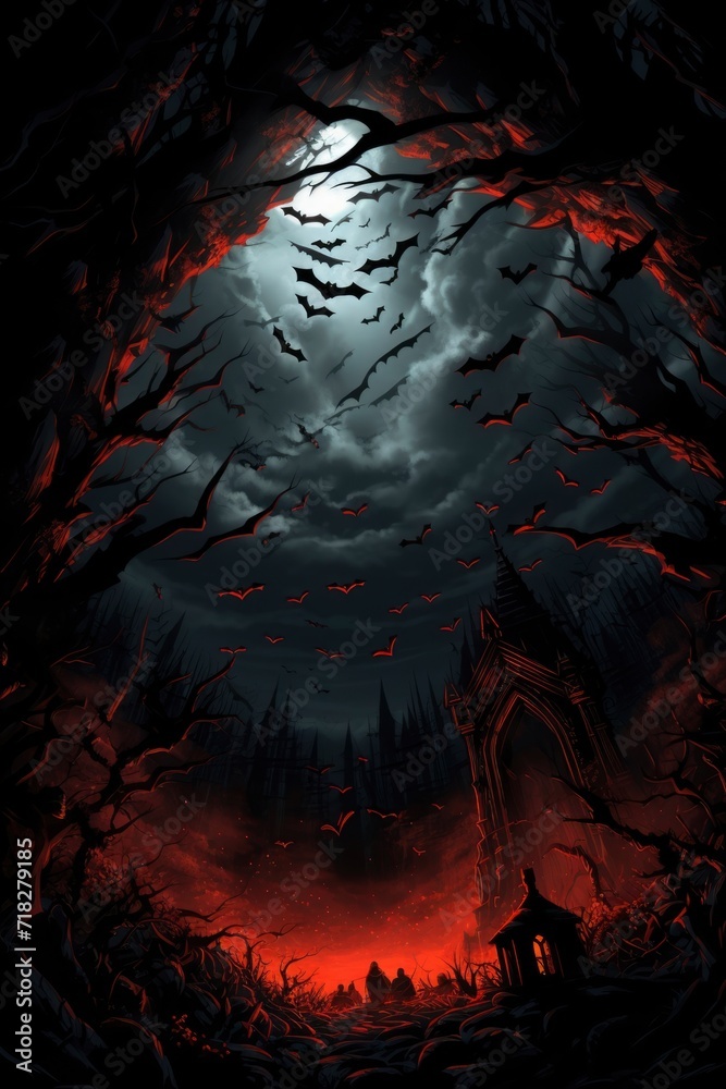 Fototapeta premium Dark night halloween artwork illustration