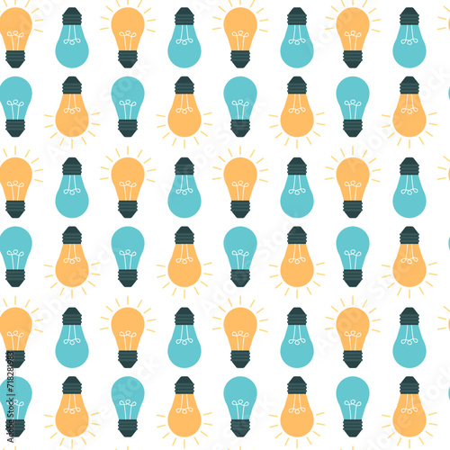 Seamless pattern with light bulbs 