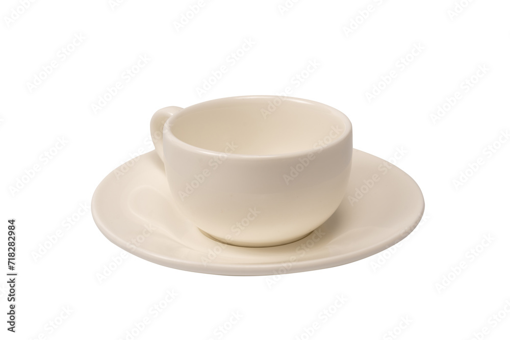 Ceramic white coffee cup and saucer isolated on white background. Ceramic white coffee cup and saucer isolated on white background.