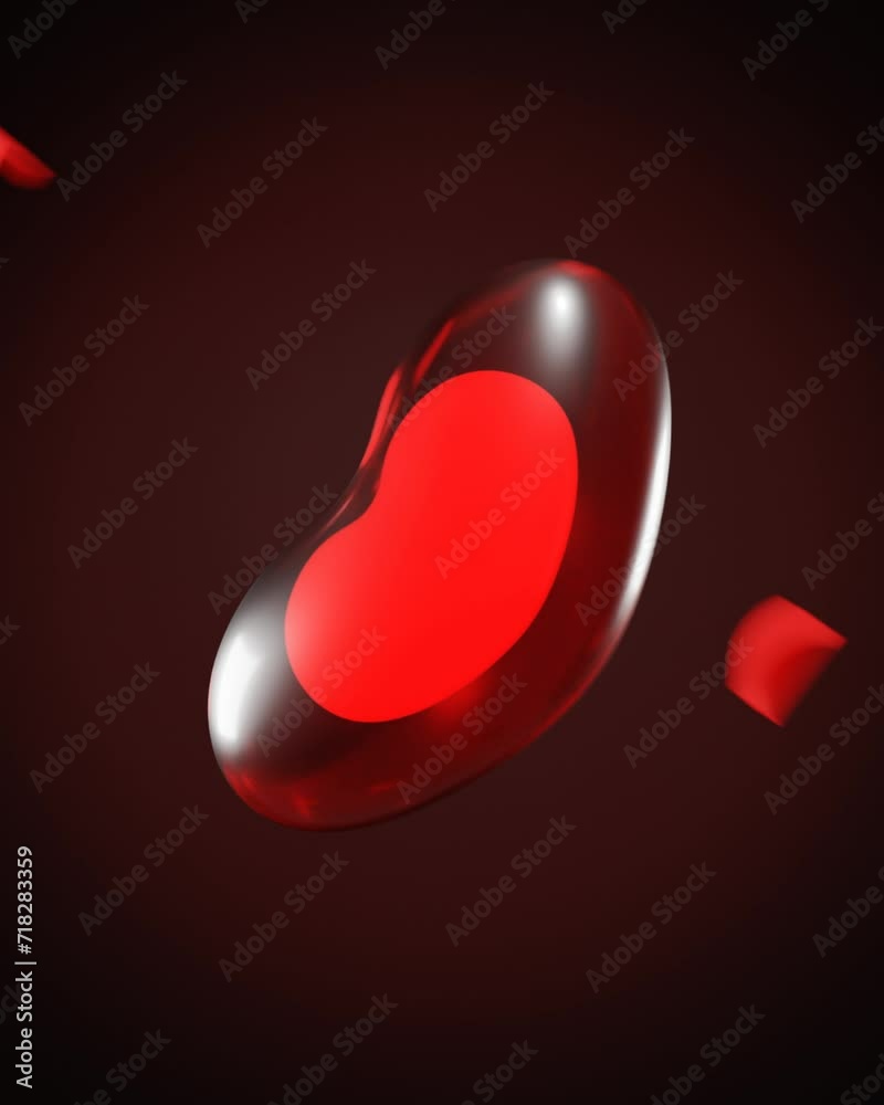 Rotating metal black heart breaks into pieces. 3D Looped background.