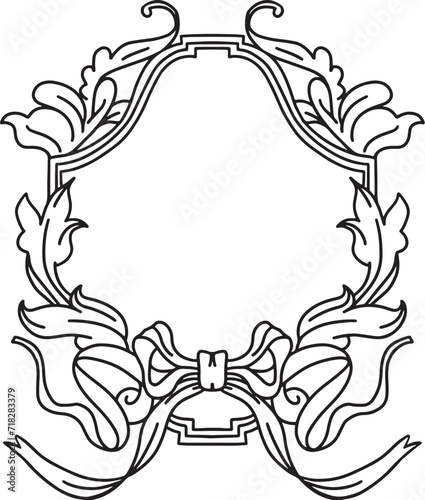 Wedding monogram crest line frame.