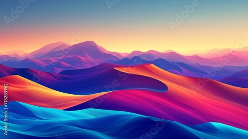 Vibrant Desert Landscape with Colorful Dunes Generative AI