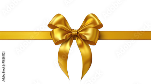 golden bow ribbon on transparent. decorative design element