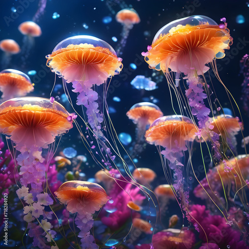  Bioluminescent jellyfish ballet in the deep ocean