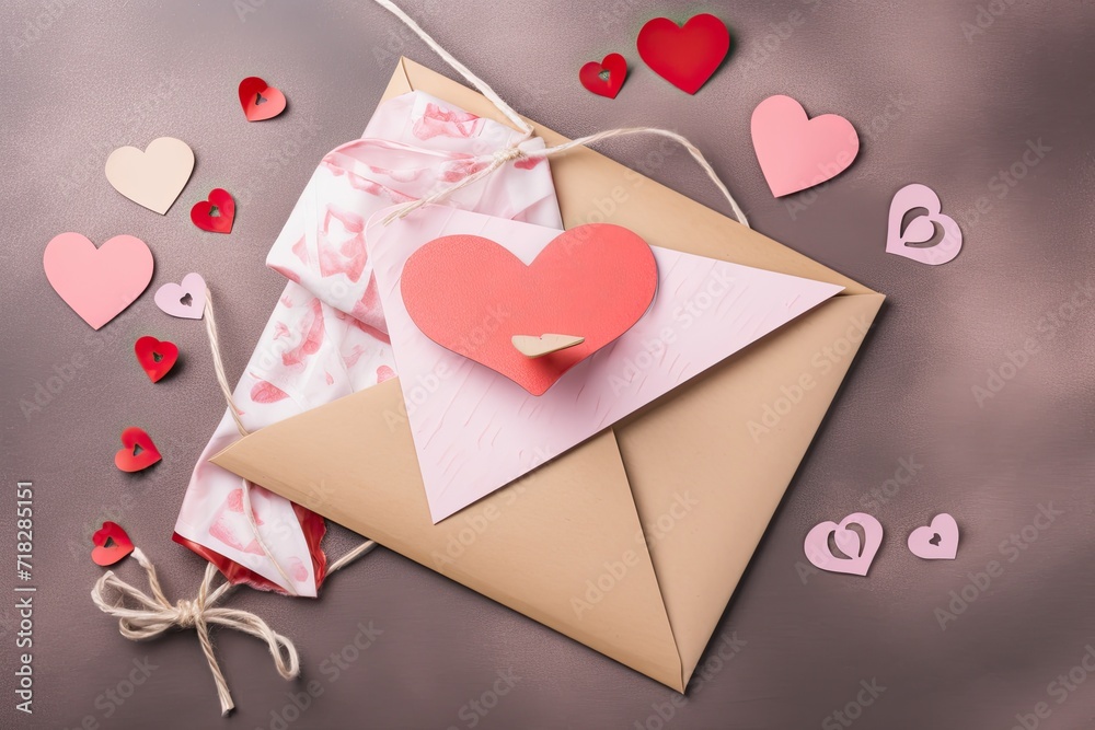 Valentine's Day styled envelope with a decorative love letter