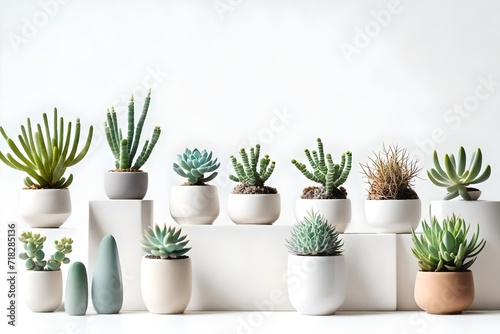 succulents types of small mini plant in modern ceramic nordic vase pot as furniture cutout