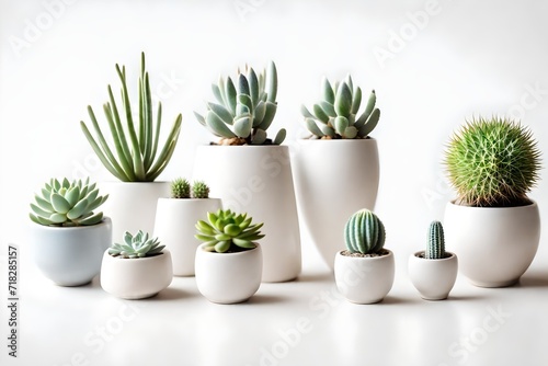 succulents types of small mini plant in modern ceramic Nordic vase pot as furniture cutout