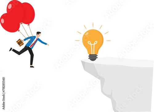 Creativity or innovation to help reach business goal, lightbulb idea to success, leadership to get solution to achieve goal 