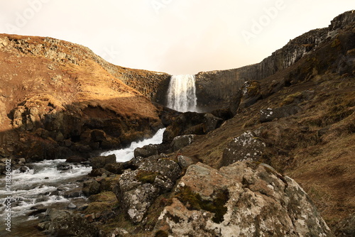 View on a waterfall in the Snæfellsjökull National Park, Iceland