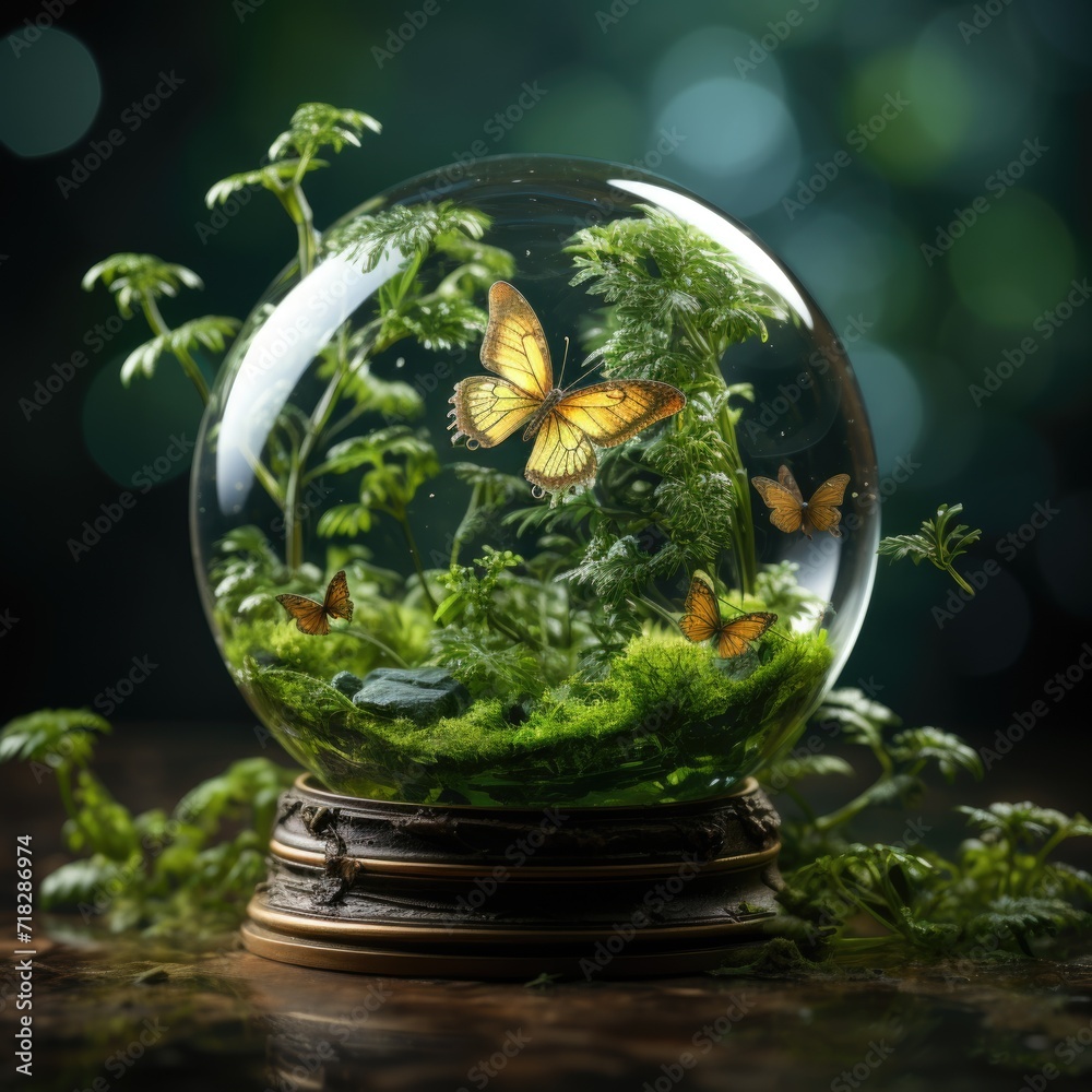 Tree growing on half of earth with green grass earth day concept Generative AI