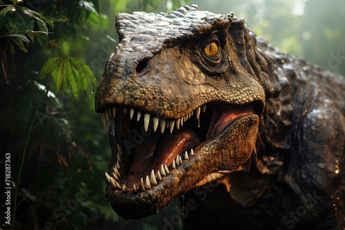 tyrannosaurus rex in jungle dinosaur Generative AI