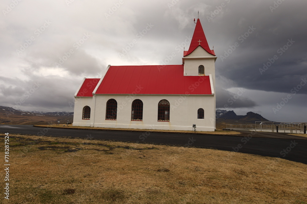 View on the Hellissandur church located in the northwestern tip of Snæfellsnes peninsula in western Iceland View on the Hellissandur church located in the northwestern tip of Snæfellsnes peninsula in western Iceland
