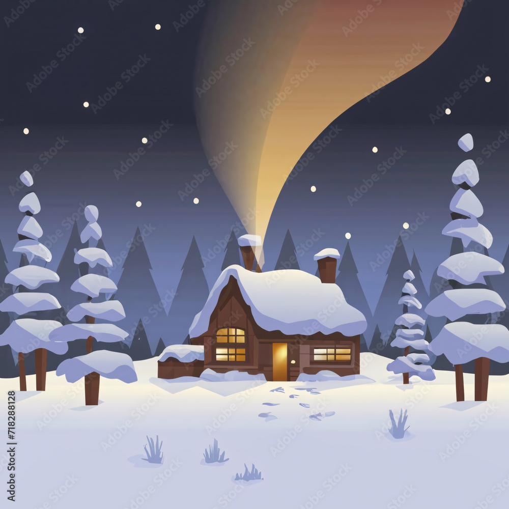 Snowy Cottage in a Winter Wonderland
