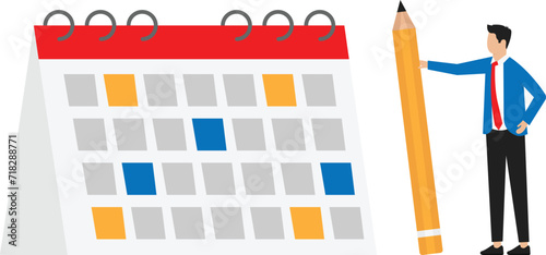 Stay organized strict to schedule and deadline, stop procrastination and control working process and manage habit for better productivity and efficiency,businessman organized his calendar.
