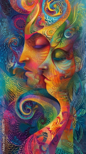 Vibrant Swirls, A Colorful Painting of a