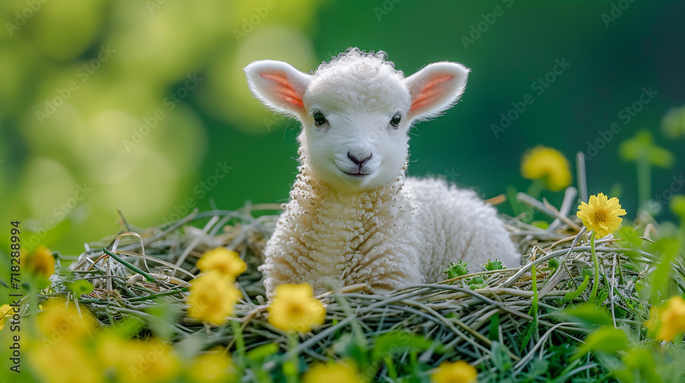 Easter Lamb Easter Bunny in a Nest on a Flowering Meadow Greeting Card Happy Easter Illustration Graphic Banner Wallpaper Background Brainstorming Family Digital Art Magazine Poster Easter Lamb Easter Bunny in a Nest on a Flowering Meadow Greeting Card Happy Easter Illustration Graphic Banner Wallpaper Background Brainstorming Family Digital Art Magazine Poster