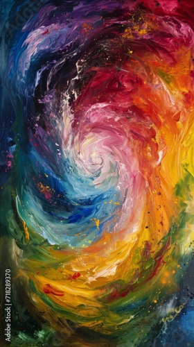 Vibrant Rainbow Swirl Painting, Colorful Artwork