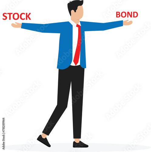 Diversify portfolio investment and rebalance between stocks and bonds, passive invest wealth accumulate concept
