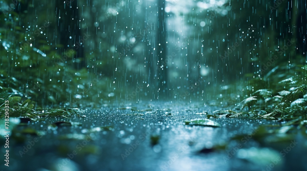 The rhythmic pattern of raindrops falling on a forest floor, a natural percussion in the symphony of World Water Day. The rhythmic pattern of raindrops falling on a forest floor, a natural percussion in the symphony of World Water Day.