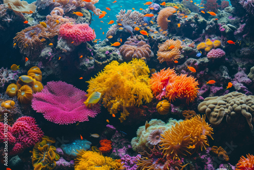 Vibrant and colorful coral reef texture