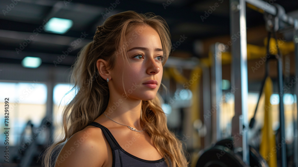 a young woman in a gym a young woman in a gym
