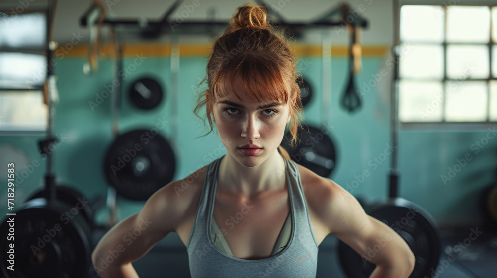 Fototapeta premium a young woman in a gym