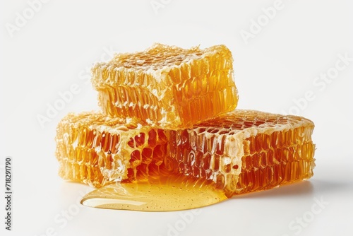 Raw honey on white background