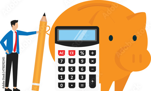 Cost management or expense analysis, business strategy to analyze and reduce cost to gain more profit concept, businessman using magnifying glass to analyze cost chart with calculator.
