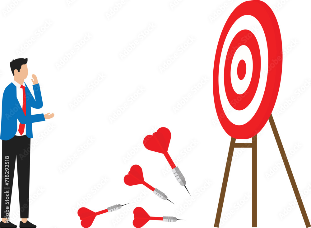 Learn from failure or mistakes and admit and embrace the failure and practice to achieve success next time concept, businessman holding book look at missed target arrow learning or studying mistakes.
Learn from failure or mistakes and admit and embrace the failure and practice to achieve success next time concept, businessman holding book look at missed target arrow learning or studying mistakes.