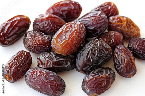 Fresh dried dates on white background