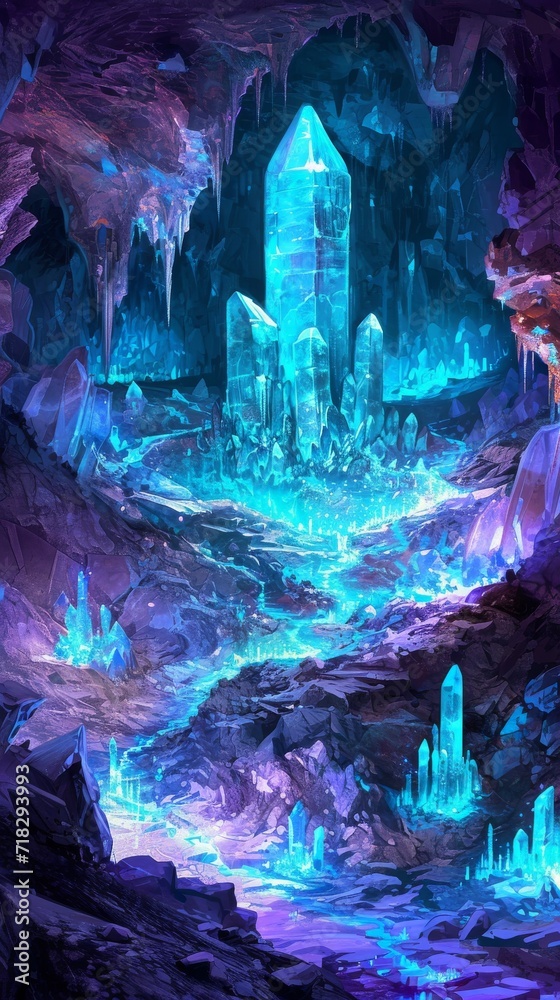 Mesmerizing Cave Illuminated by Brilliant Blue and