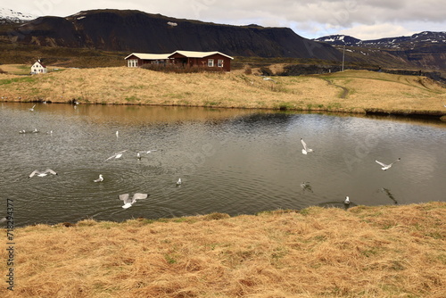 The Snæfellsjökull National Park is a national park of Iceland located in the municipality of Snæfellsbær the west of the country photo