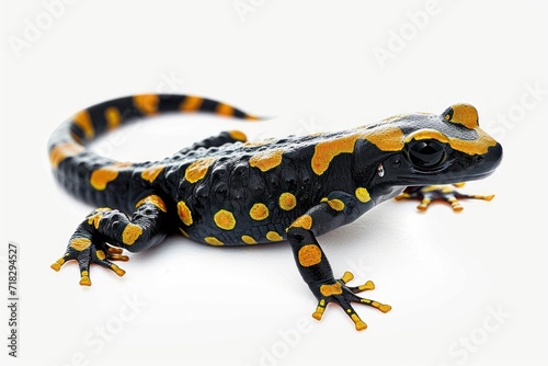 Salamander (Caudata) on a white background; Tarifa, Cadiz, Andalusia,