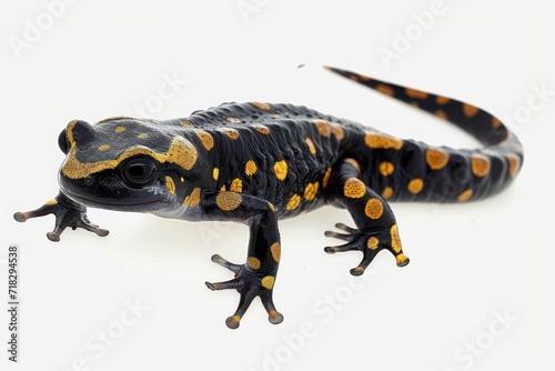 Salamander (Caudata) on a white background; Tarifa, Cadiz, Andalusia,