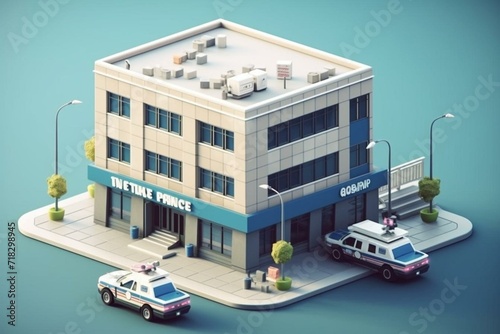 Illustration of a 3D police station building. Generative AI photo