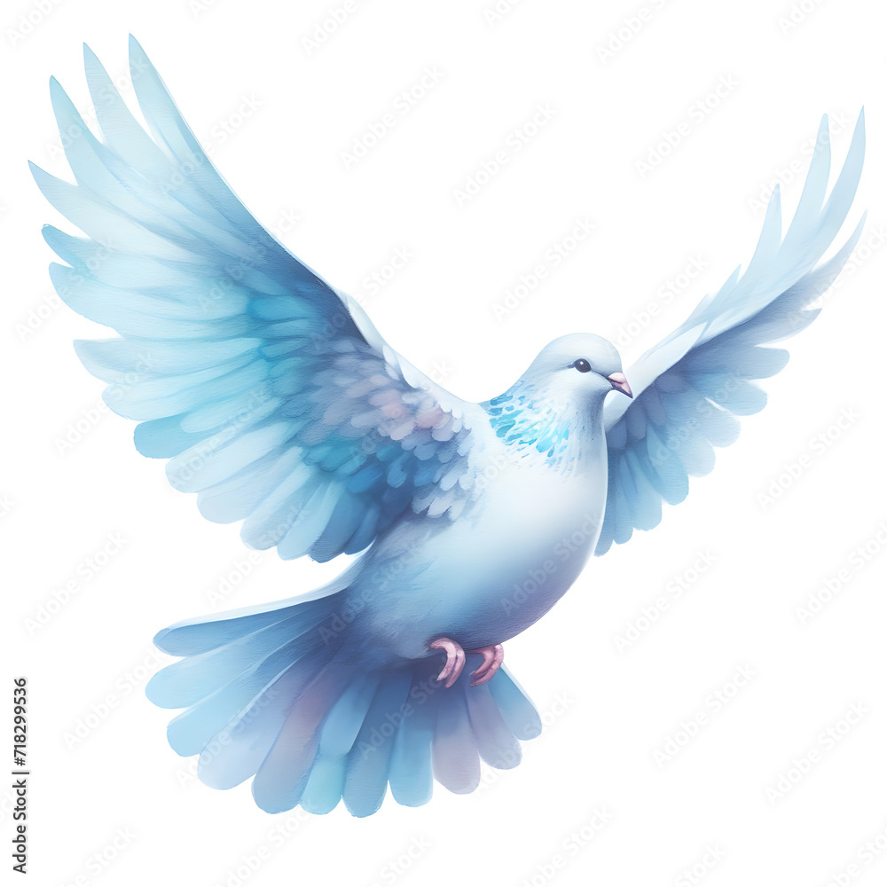 Fototapeta premium blue pastel pigeon bird watercolor paint for card decor